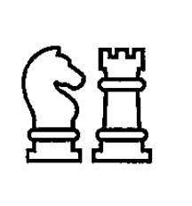 Schachfiguren: Springer und Turm als schwarz-weiße Umrisse
